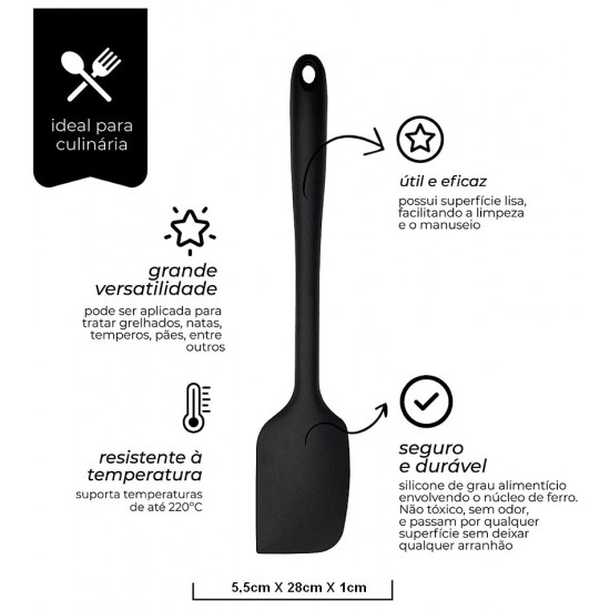 Espátula 28cm Grande De Silicone Preta